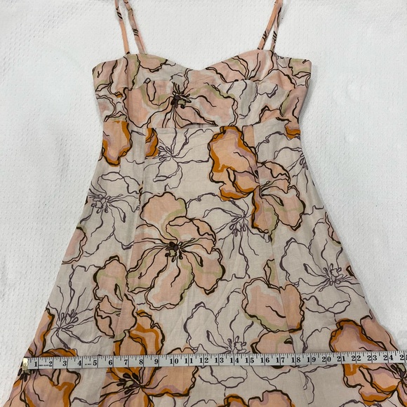 Amalie Linen Blend Peach Floral Print Midi Dress Size 6 Vacation Resortwear - Picture 9 of 17